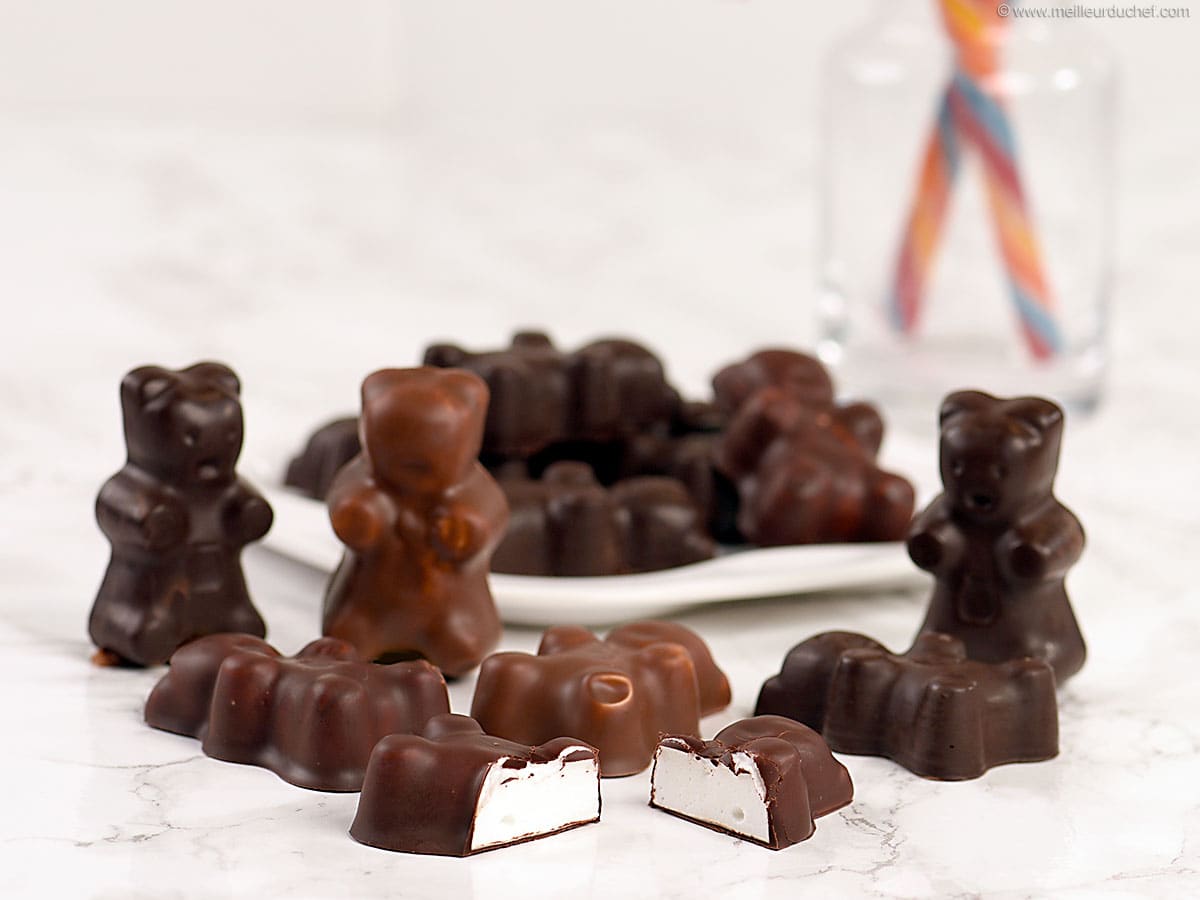Oursons guimauve maison enrobés de chocolat au lait