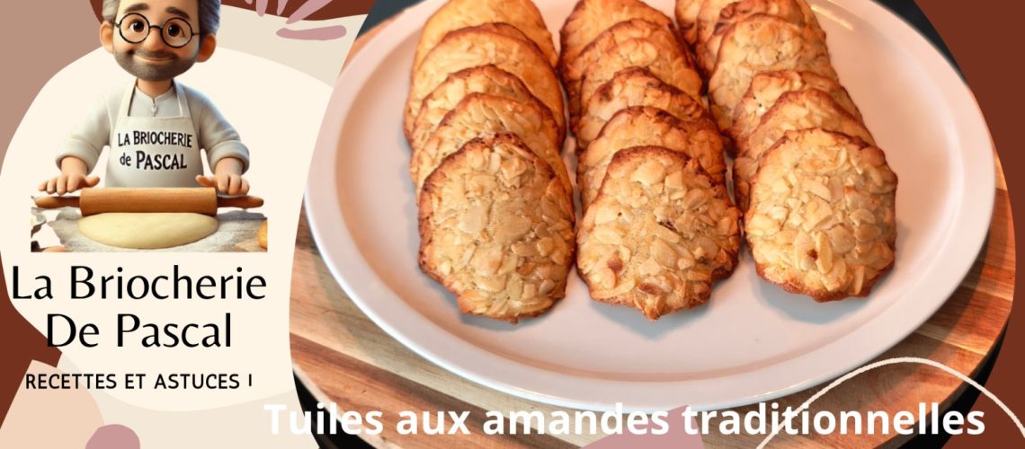 Tuiles aux amandes dorées et bombées sur une assiette